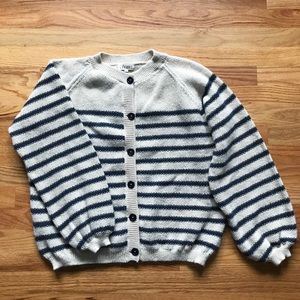 Navy and White Striped Women's Cardigan